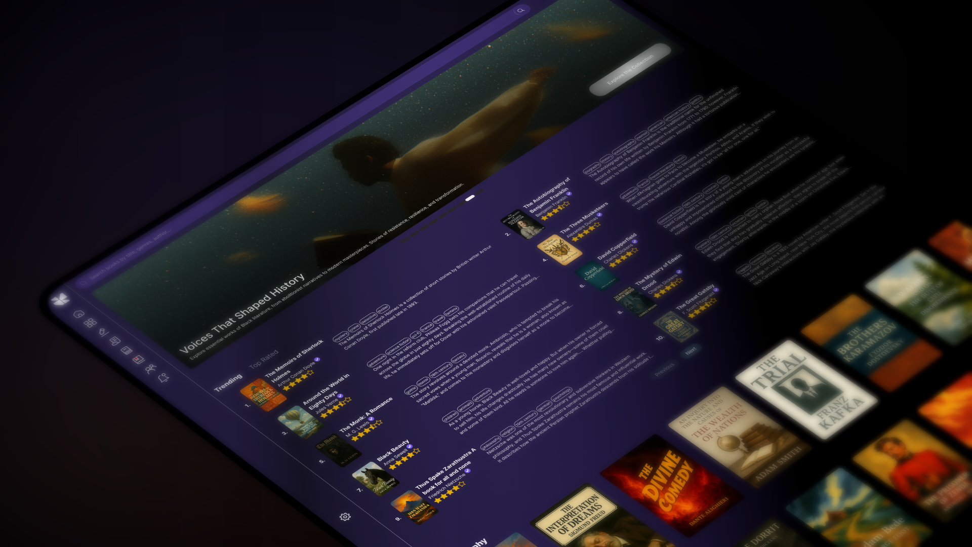 Knovel Protocol platform shown on tablet with book catalog and featured collections